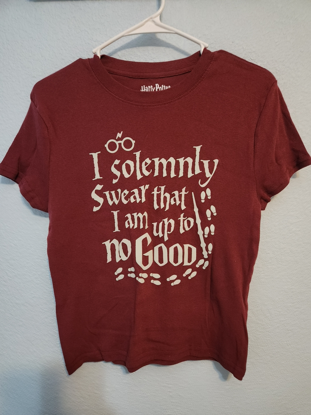 Warner Bros. Harry Potter Maroon Graphic Tee with White Logo